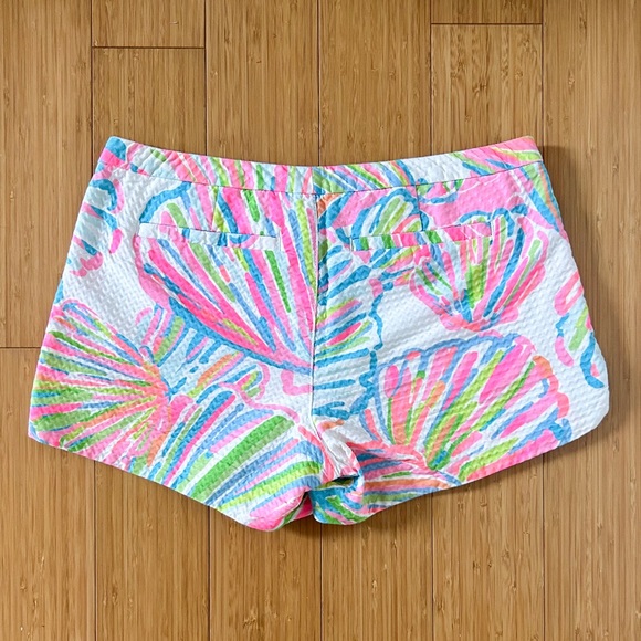 Lilly Pulitzer Adie Shellabrate Sea Shells Textured Pink White Blue Shorts 00 - Picture 4 of 8